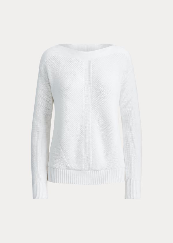 Ralph Lauren Cotton Boatneck Striktrøje Dame Danmark (DVOGR4276)